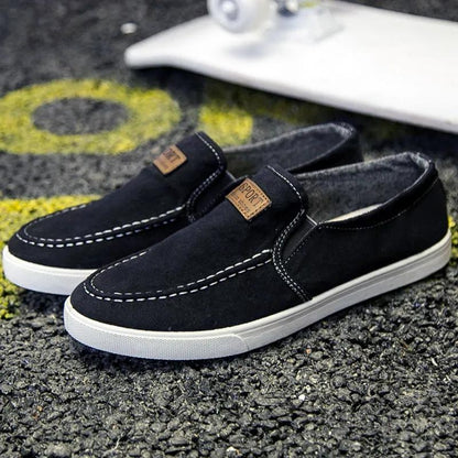 Spring Breathable Old Beijing Cloth Flat Shoes Slip-on Canvas Shoes Non-slip Casual Sport Sneakers Lazy Shoes Work Men's Shoes