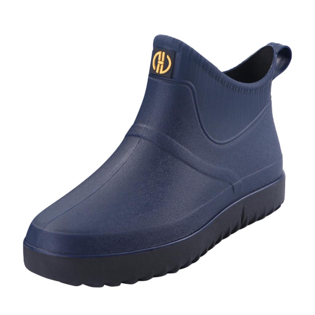 About1988 Men Fashion Casual Outdoor Waterproof Short Ankle Rain Boots Slip On Water Shoes