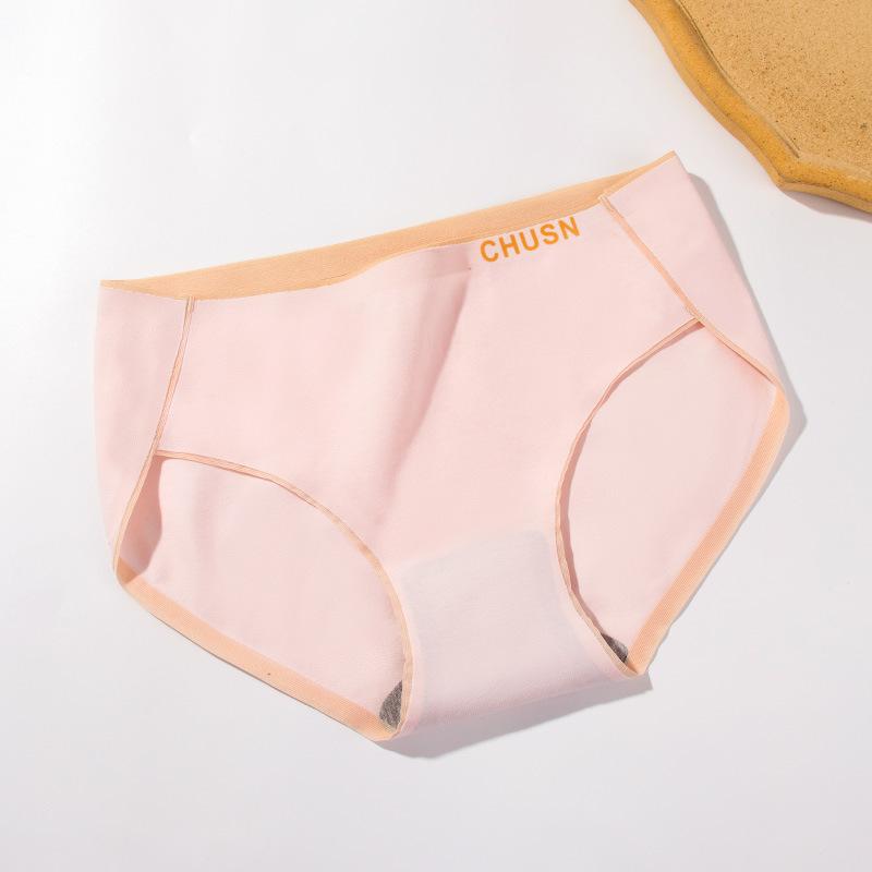 4Pcs/Set Women's Cotton Underpants Girl's Mid-waist Solid Color Panties Breathable Butt-lifting Elastic Briefs