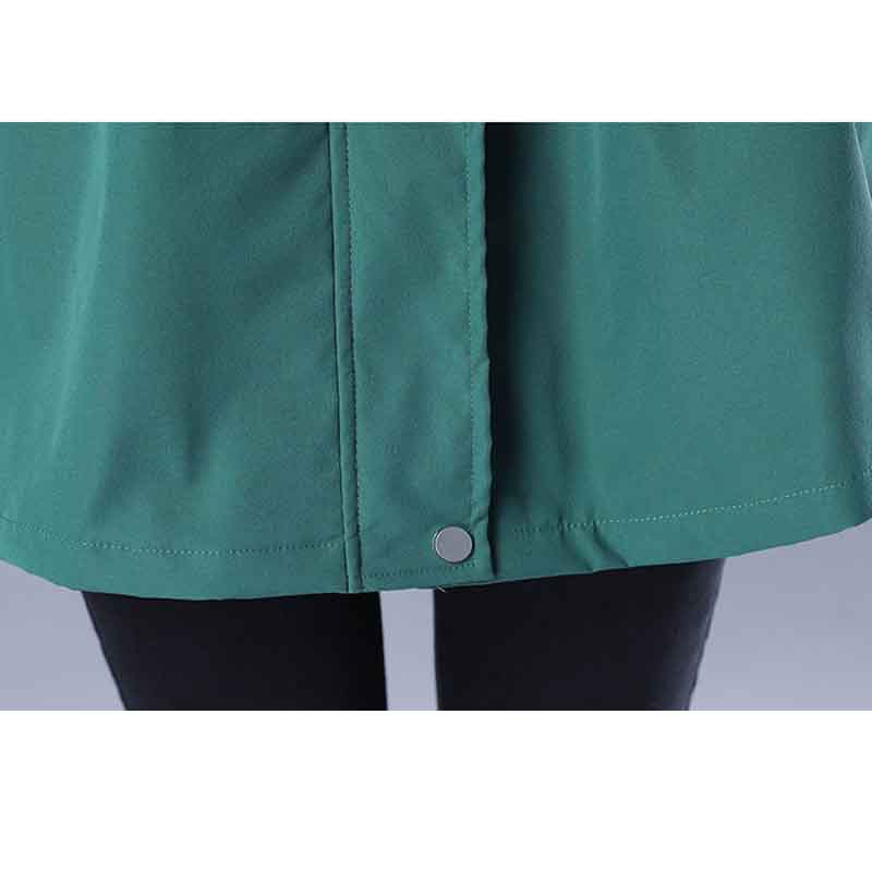 Inner Lining Windbreaker Women Mid-length Autumn and Winter Loose Coat Large Size Hooded Jacket