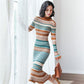 Autumn and Winter Long Knitted Dress French Retro Dress High Neck Over The Knee Women Sweater Dress