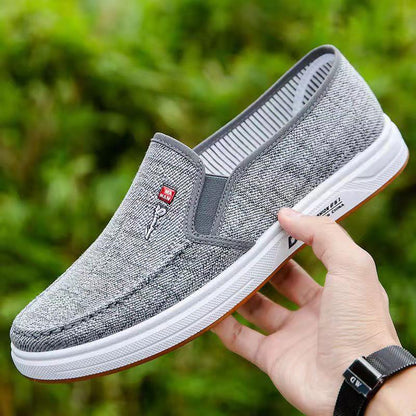 Men's Old Beijing Cloth Shoes Flat Non-slip Work Shoes Tendon Bottom Breathable Canvas Shoes Dad Husband Casual Shoes