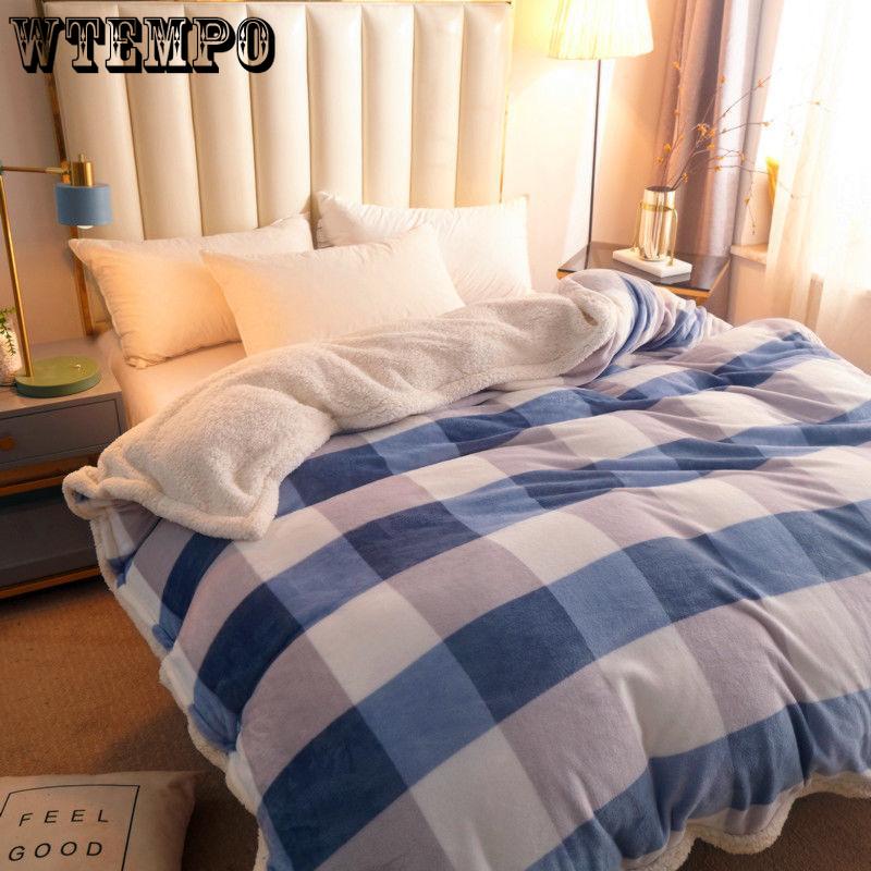 Winter Thick Double Layer Lamb Wool Multifunctional Blanket Duvet Cover Blanket Single Sheet Flannel Duvet Cover Warm Travel Blanket Zipper Bedspread