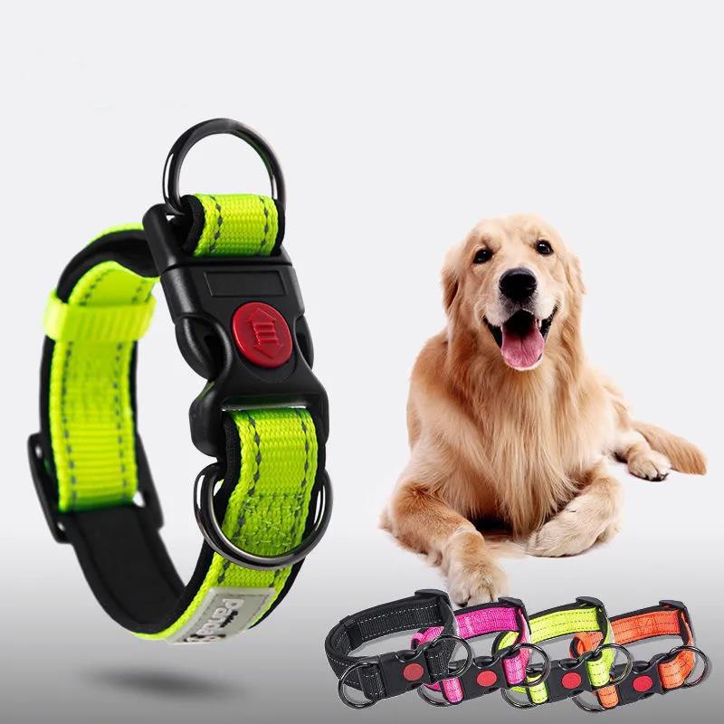 Dog Collar Large Medium Small Dog Adjustable Collar Dog Leash Dog Chain Night Reflective Dog Collar Dog Neckwear Dog Necklace Pet Supplies