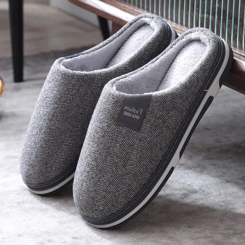 Winter Cotton Slippers Home Non-slip and Deodorant Warm Shoes Couple Style Plus Velvet Cotton Slippers