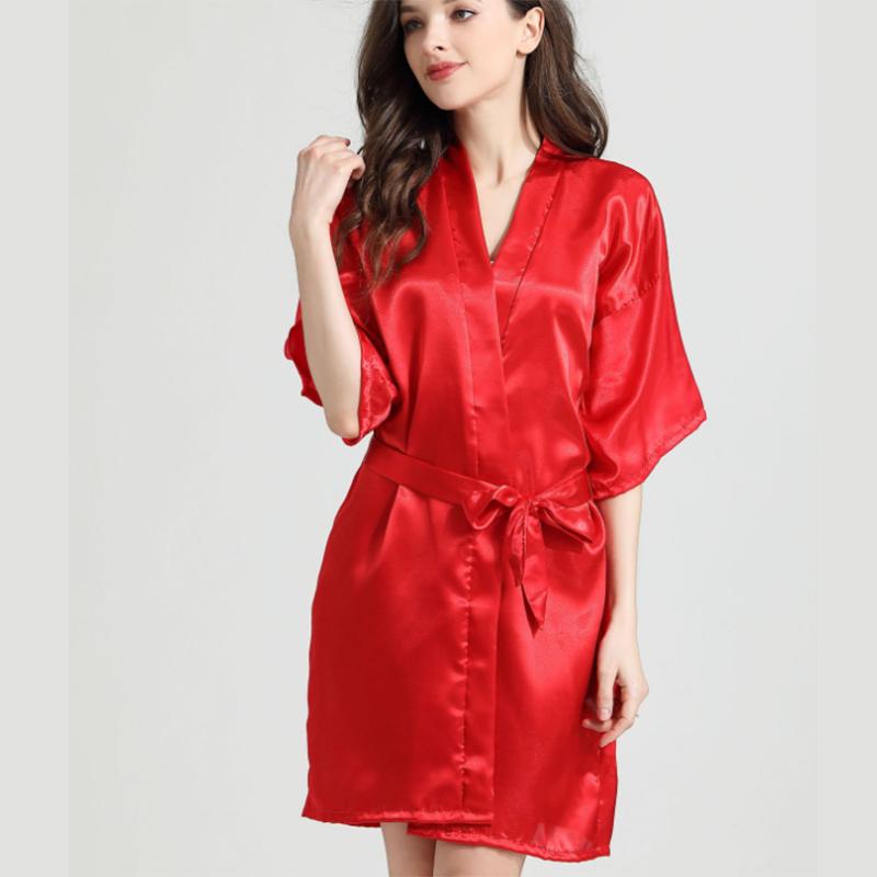 Spring and Autumn Sexy Bathrobe Nightgown Summer Simulation Silk Thin Silk Pajamas