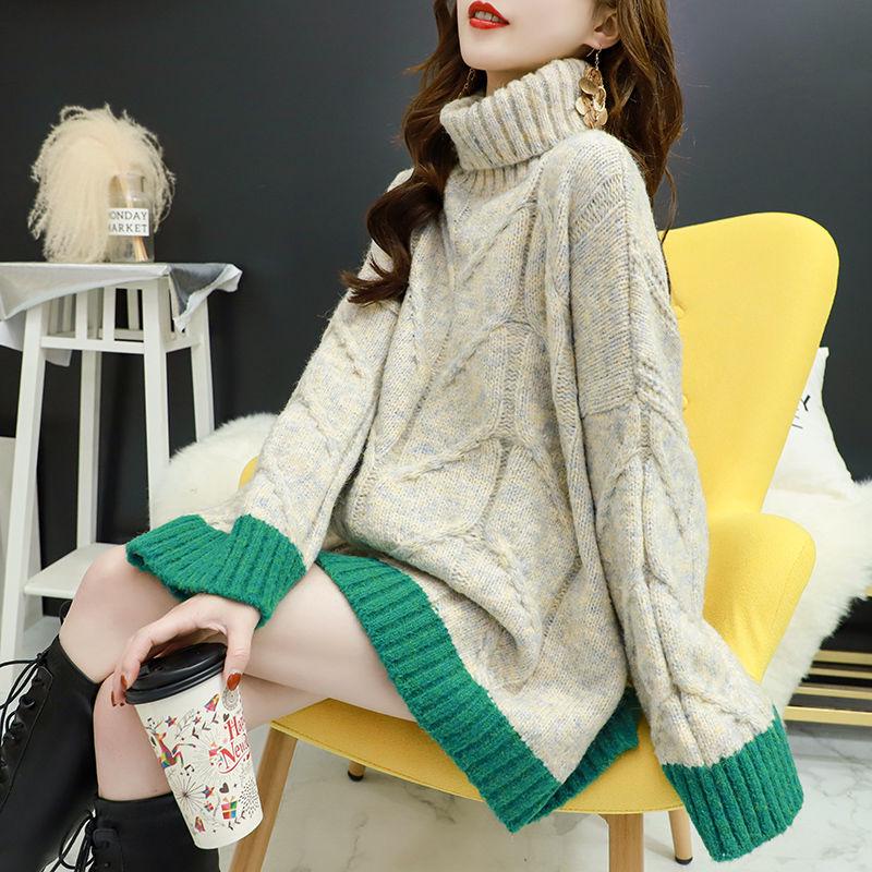 Autumn and Winter High Collar Jacket Loose Casual Bottoming Shirt Simple Mid-length Young Women's Sweater