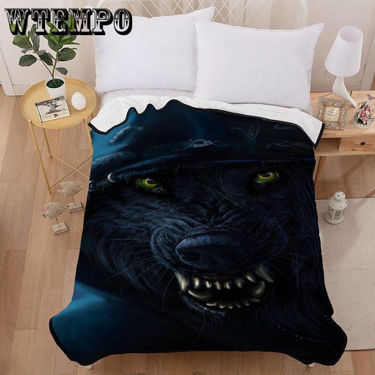 3D Printed Wolf Blanket Polyester Carpet Wall Decoration Animal Print Wall Tapestry