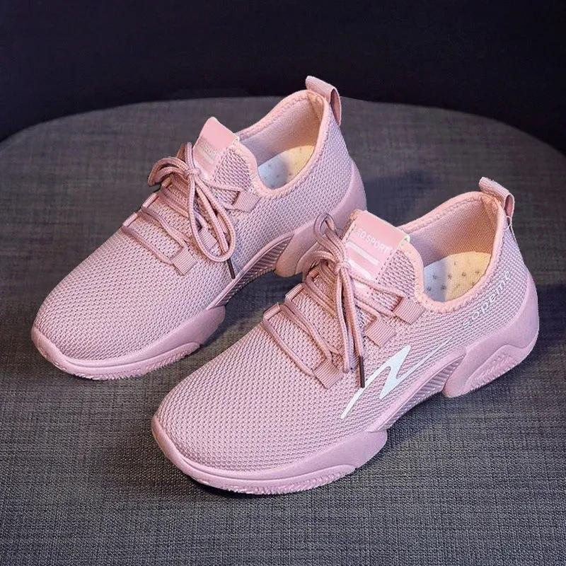 Sports Shoes Women's Trend Casual Sports Shoes Korean Version All-match Running Net Shoes Spring and Summer Student Breathable Flat Single Shoes