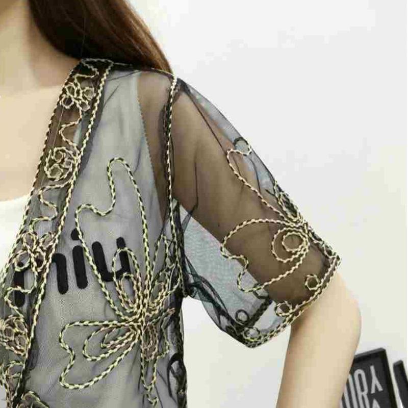 1 PCS Lace Chiffon Cardigan Thin Shawl WomenSun Protection Summer Short Coat Top