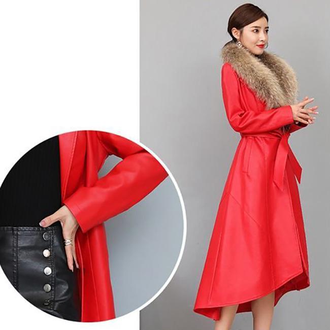 Winter Women's Fur Coat  Plush Thickening Medium Length Women's Leather Coat Slim Closing Woman Parka Coat