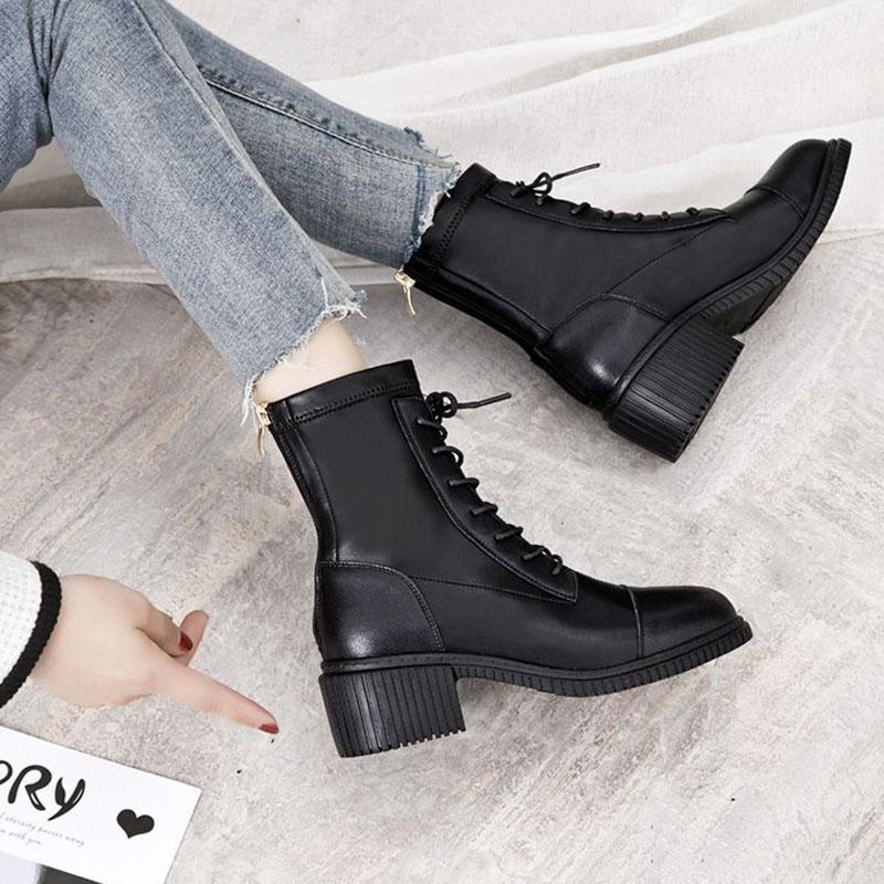 Thick Heel Women's Boots Short Boots Women's Autumn and Winter Plush Women's Boots Shoes Women's Martin Boots