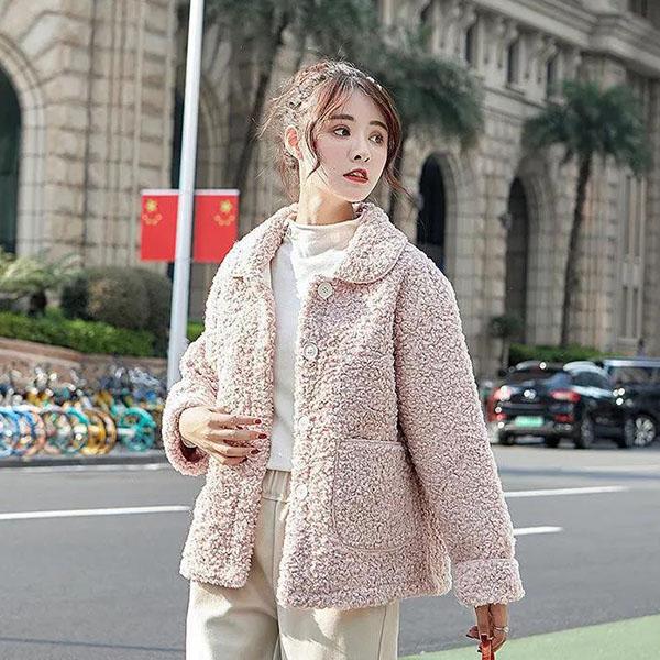 Winter All-match Lamb Wool Women's Coat Women's Fur All-in-one Short Grain Velvet Coat