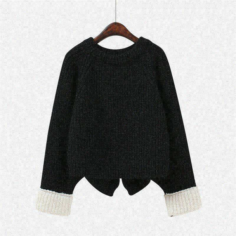 Short Sweater Women's Pullover Long-sleeved Loose-fitting Lazy Winter Sweater Sweater Women's Warm Top Round Neck Casual Sweater