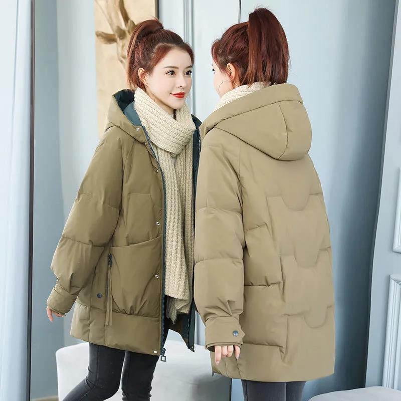 Down Padded Jacket Women's Mid-length Padded Coat Loose Large Size Padded Jacket Bread Suit Winter Coat Trend