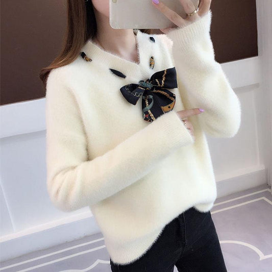 Autumn and Winter Mohair Jacket Fashion Thick Loose Top Casual Style Women Sweater