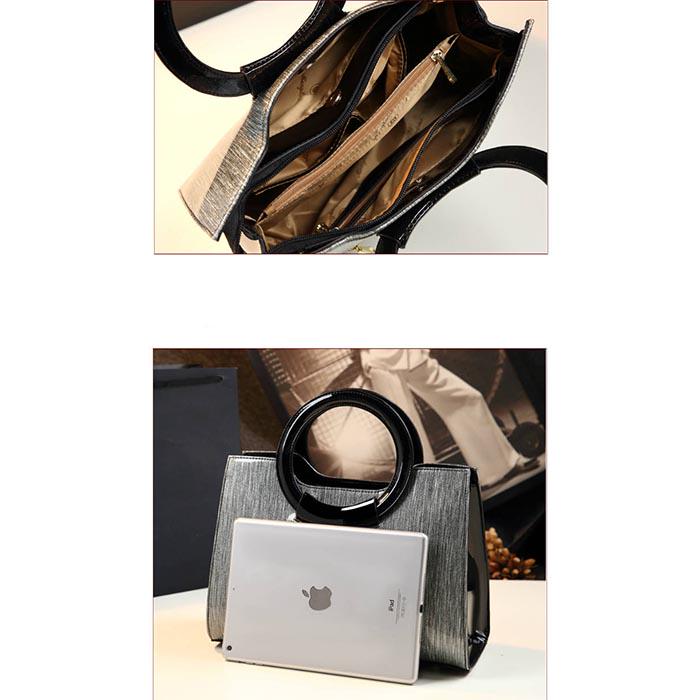 Bright Solid Patent Leather Shoulder Bags Ladies Handbags Casual Top-handle Messenger Bag Tote Bag