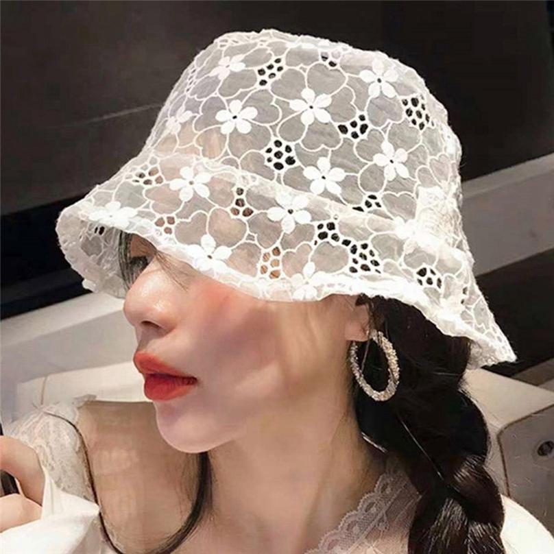 Women Lace Fisherman Hat Korean Style Outdoor Bucket Cap Sunscreen Summer Breathable Fairy Thin Hats