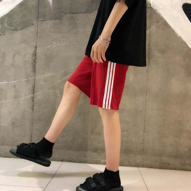 Sports Shorts for Men and Women Loose Summer Versatile Three-bar Striped Five-point Pants