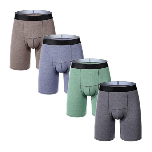 Fashion 4pcs Men's Long Underwear Boxer Body Sculpting Anti-Wear Sport Short Pants Underpants