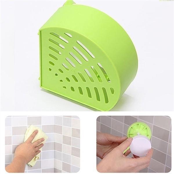 Plastic Suction Cup Bathroom Corner Storage Rack Shower Shelf Kitchen Collecting Basket