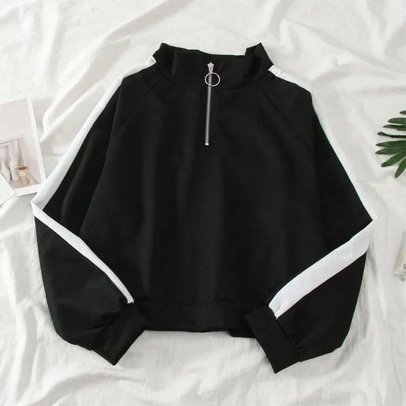 2PCS Women's Sports Suit Autumn and Winter Korean Version Loose Short Zipper Top + Casual Trousers Two-piece Suit Student Hooded Cardigan Coat Suit