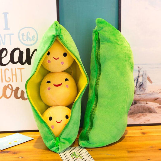 Cute Pea Pod Pillow Super Cute Smiling Face Funny Doll Large Size Doll Children Plush Present Toys