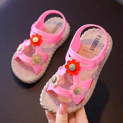 Baby Sandals 1-6 Years Old Girl Princess Shoes Baotou Summer Children Toddler Shoes Soft Bottom Hollow Sandals Non-slip Fla