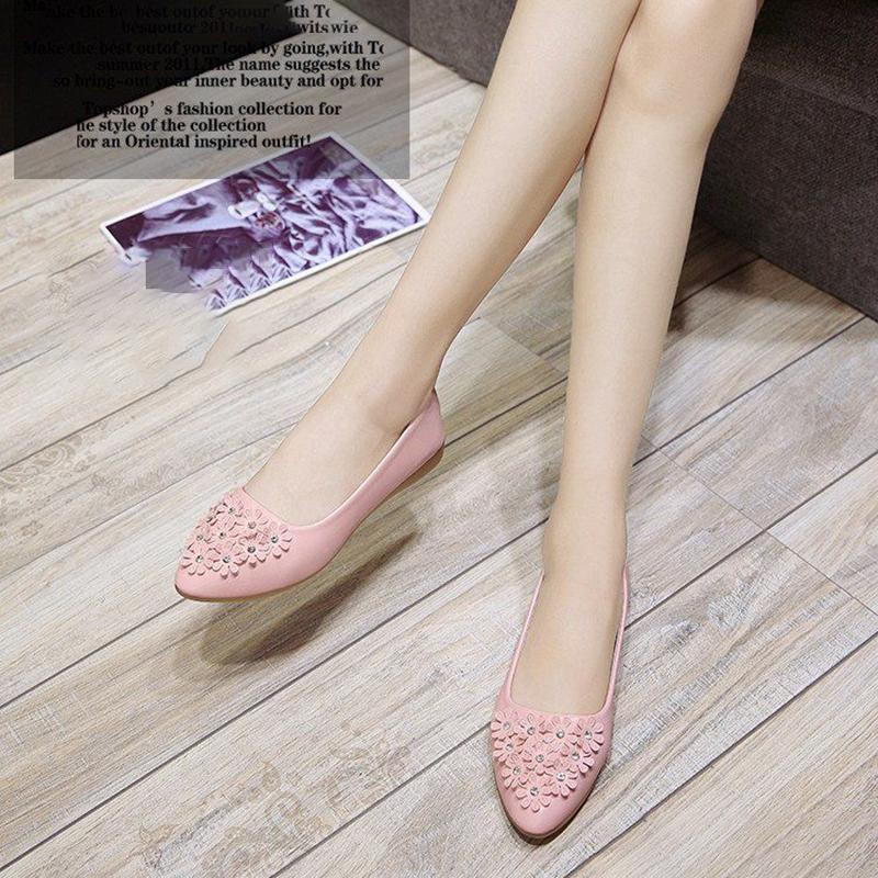 Pointed-toe Leather Shoes Single Shoes Soft-soled Flat-heeled Women's Flat-bottomed Pointed-toe Shoes Shallow Mouth Casual Women's Single Shoes