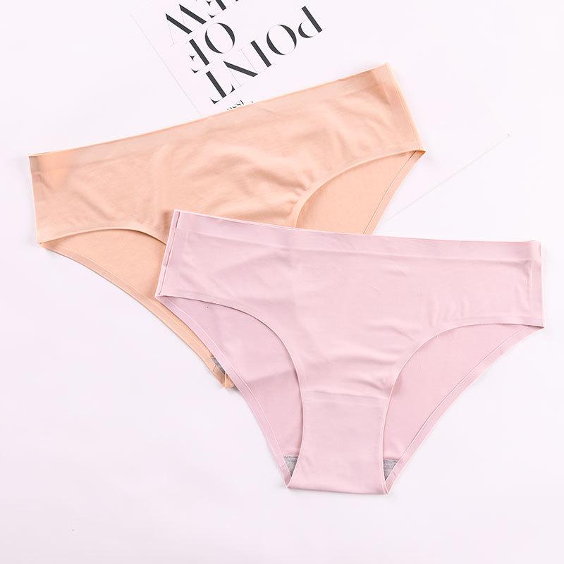 4Pcs/Set Women's Mid Waist Solid Color Seamless Cotton Panties Highly Elastic Large Size Causal Soft Briefs