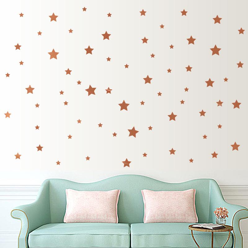 Bronze gold stars cabinet TV wall glass window kindergarten decorative wall stickers removable