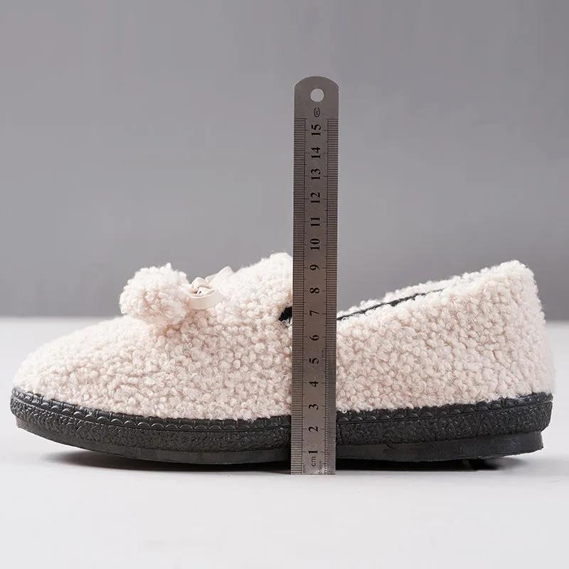 Women's Autumn and Winter Warm Doudou Shoes Thickened Soft Bottom Warm Woolen Shoes Flat Bottom Versatile Cotton Mother's Shoes