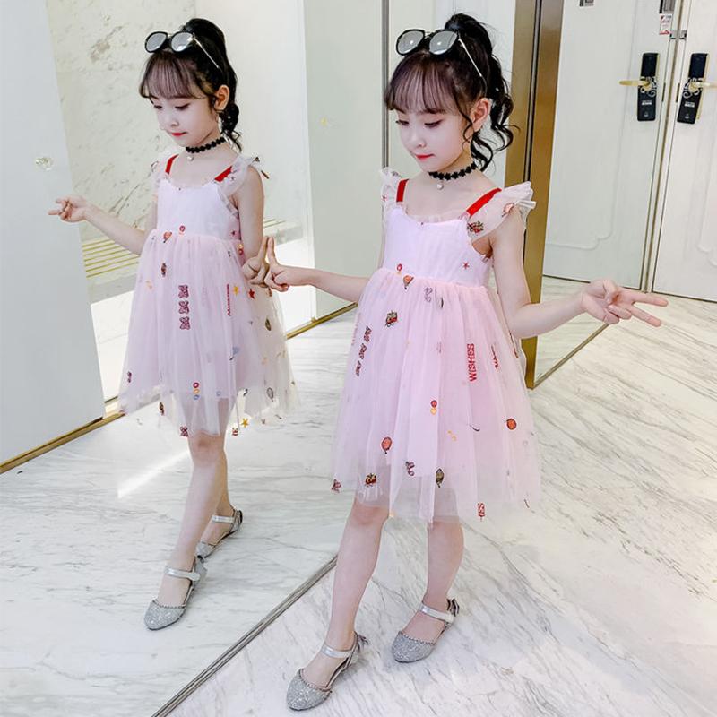 Children Dress Spring Summer Kids Clothing Sling Girls Yarn Skirt Sleeveless Princess Dress Girl 4 13 Years