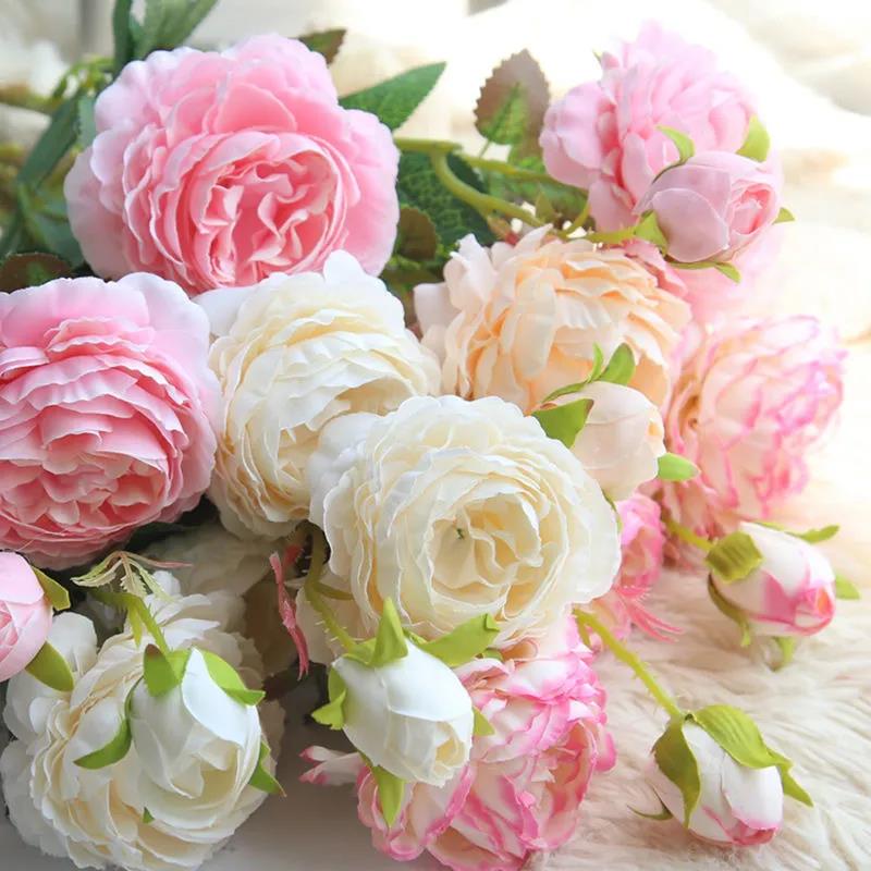 Nordic Simulation Peony Flower Bouquet Home Living Room Floor Decoration Dried Flowers Fake Flowers Silk Flower Ornaments