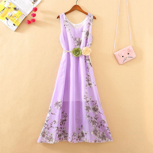 Fashion Bohemian Maxi Dresses Women Summer Elegant Floral Dress Long Sundress Vacation Beach Dress