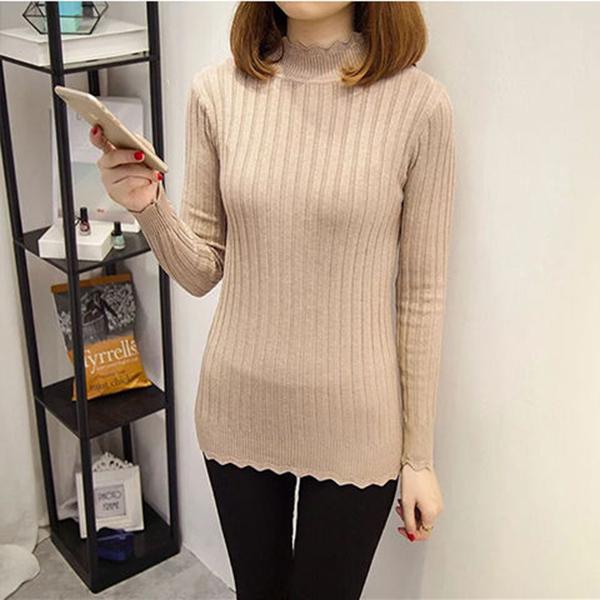 High Collar Sweater Winter Knitting Sweaters Large Size Sweater Skirt Woman Medium and Long Section