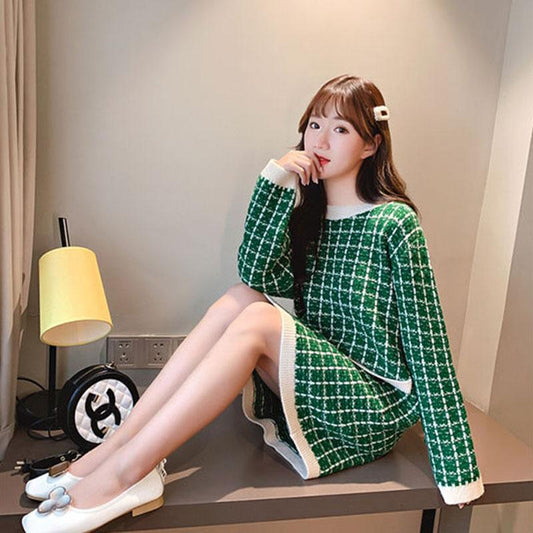 Autumn and Winter Loose and Versatile Sweater Thickened Mid-length Knitted Dress Was Thinner Women's Sweater Skirt