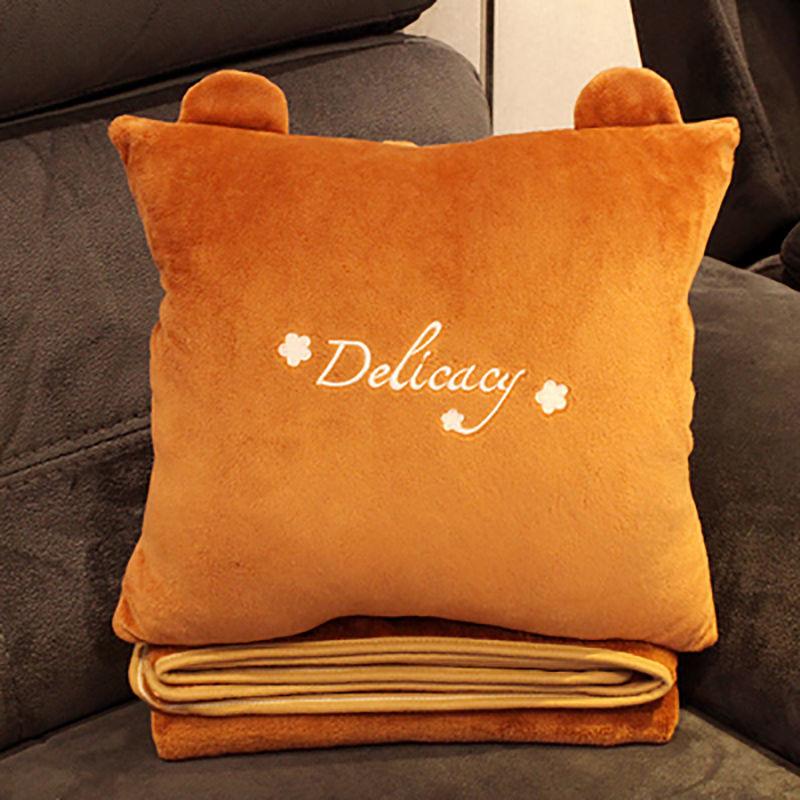 Office Throw Pillow Quilt Dual-use Napping Pillow Three-in-one Multifunctional Coral Fleece Soft Breathable Small Blanket Car Decoration Cute Pillow