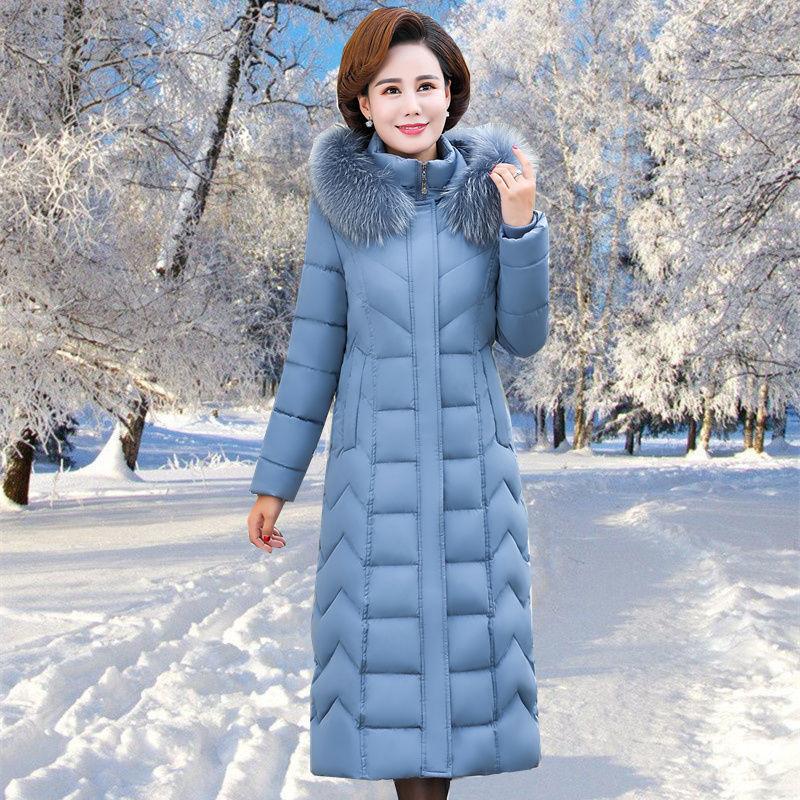 Women's Mid-length Down Jacket Winter Korean Loose Cotton Clothes Casual Hooded Padded Jacket Quilted Jacket