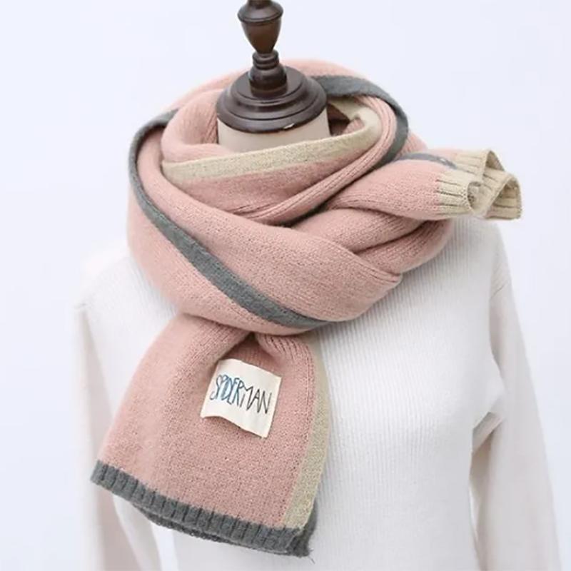 Scarf Women Winter Korean Version of Wool Knitted Scarf Wild Women Warm Thickened Long Scarfs