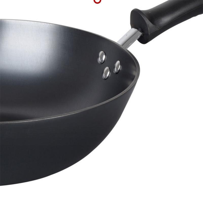 Real Stainless Cast Iron Wok Old-fashioned Iron Wok Uncoated Household Pig Iron Wok Pan Flat Bottom Gas Induction Cooker Universal