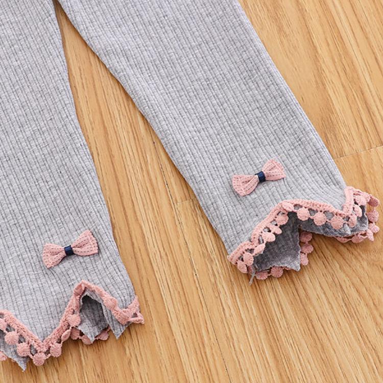 Girls' Leggings Children's Spring and Autumn Thin Bow Korean Cropped Trousers Baby Outer Wear and Inner Wear