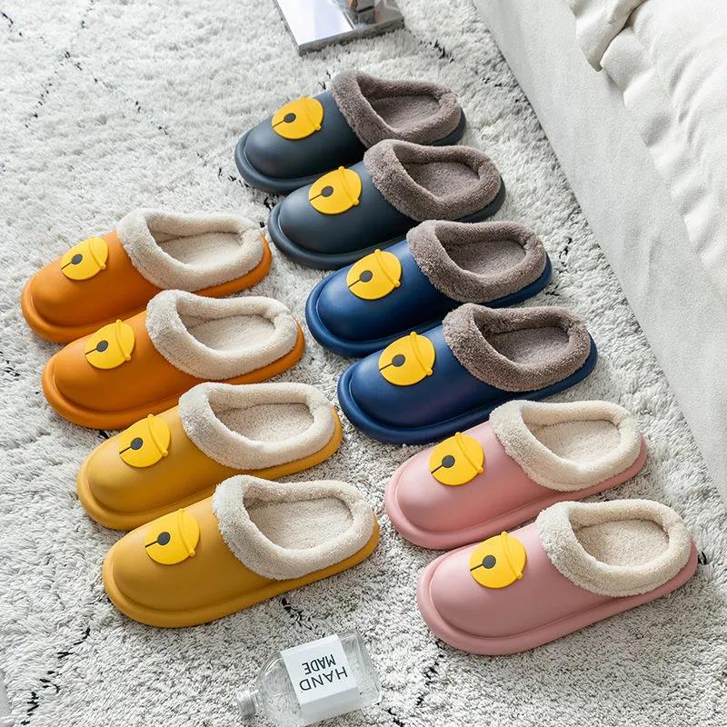 Autumn and Winter Pure Cotton Slippers Indoor Non-slip Soft-soled Shoes Warm Simple Plush Cotton Shoes