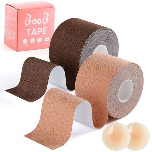 2 Pcs Breast Lift Tape Nipple Covers Waterproof Athletic Body Tape Push Up Lifting Tape Fit for Any Type of Clothing and A-E Cup