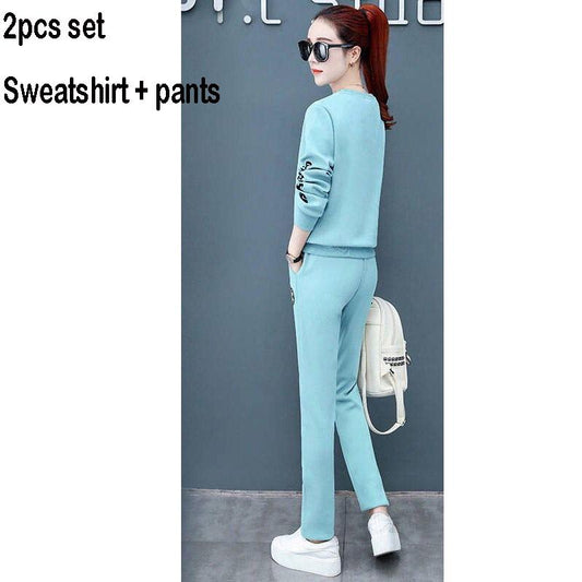 Casual Sweatshirt Set Large Size Spring and Autumn Women 2pcs set Wild Long Sleeve