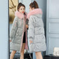 Gold Velvet Winter Korean Style Cotton-padded Jacket Women's Thick Mid-length Bread Large Fur Collar Jacket