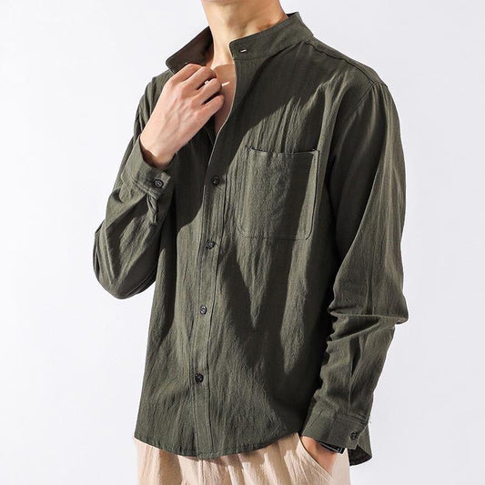 Linen Shirt Men's Long-sleeved Loose Large Size Men's Jacket Cotton and Linen Casual Top