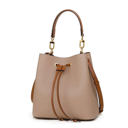 First layer cowhide bucket bag High Quality Genuine Top-Handle Bags Large Capacity Personality European Style Crossbody Bag  Handbags For Women