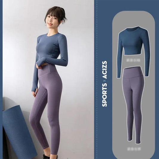 Running Suits Women's Tight High Waist Sexy Yoga Suits Women's Quick-drying Suits Large Size Sports Suits Women's Trousers Long Sleeves