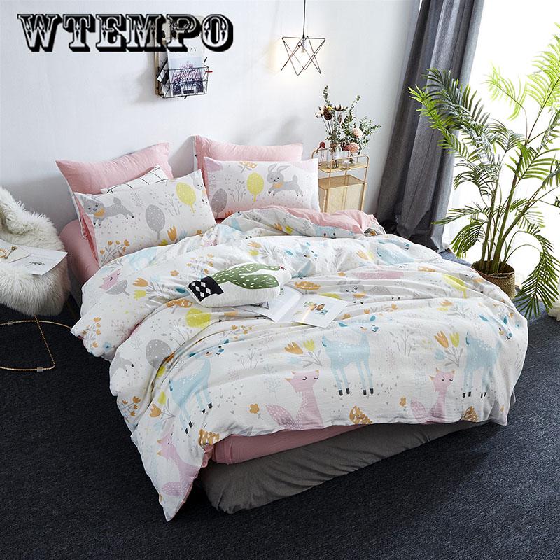 WTEMPO Simple Style Bedding Set Duvet Cover Pillowcases Bed Sheet Home Textile Bedroom Bedclothes